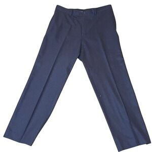 VTG Hugo Boss Men Virgin Wool Dress Pants Sz 40R Trousers Blue USA Flat front‎